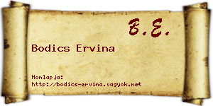 Bodics Ervina névjegykártya